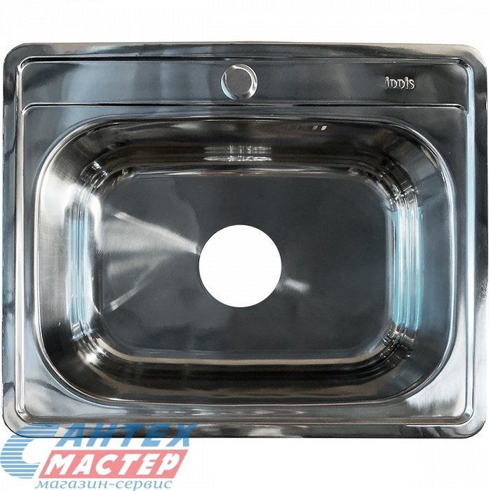 Мойка IDDIS Basic 53х43х18 см, толщина 0.6 мм, врезная, нержавеющая сталь, прямоугольная, цвет полированная, с отверстием под смеситель, слив-перелив, для кухни