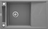 Мойка кухонная Deante Magnetic, 82х50 см, врезная, гранит, прямоугольная, цвет металлический серый, с отверстием под смеситель, с крылом, оборачиваемая, слив-перелив, врезная в столещницу