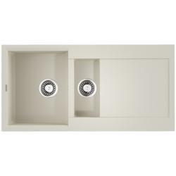 Мойка кухонная Omoikiri Sakaime 100-2-EV, две чаши, 50х100 см, врезная, из искусственного гранита (Tetogranit), прямоугольная, цвет эверест, без отверстия под смеситель, с крылом, оборачиваемая, слив-перелив, врезная в столещницу, для кухни
