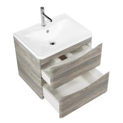 Тумба под раковину BelBagno Acqua 70, 70х45,5х52,4 см, подвесная, 2 выкатных ящика, МДФ, цвет: древесный узор, шкафчик навесной, механизм доводчика, прямоугольная