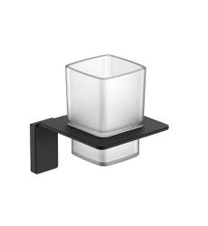 Подстаканник одинарный IDDIS Slide, настенный, сплав металлов/стекло, форма прямоугольная, для щеток в ванную/туалет/душевую кабину, цвет черный