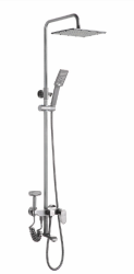Душевая система Ekko, настенная, цвет серый, комплект: однорычажный смеситель/излив/гигиенический душ/тропический душ (с верхней лейкой)/штанга/лейка/шланг, алюминий, наружного монтажа