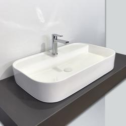 Раковина/умывальник Comforty, 75х45 см, накладная, прямоугольная, санфарфор, цвет белый, с отверстием под смеситель, без слив-перелива, умывальник