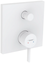 Смеситель для ванны Hansgrohe Finoris скрытого монтажа, настенный/встраиваемый, однорычажный, квадратный, латунный, без излива, керамический, цвет матовый белый, без душевого шланга/лейки