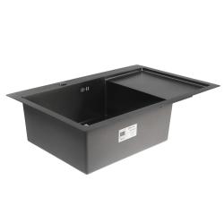 Мойка кухонная Aflorn Premium, 78х51 см, врезная, нержавеющая сталь, прямоугольная, цвет: графит, с отверстием под смеситель, слив-перелив, с крылом справа AF97851F-L Мойка кухонная Aflorn Premium, 78х51 см, врезная, нержавеющая сталь, прямоугольная, цвет: графит, с отверстием под смеситель, слив-перелив, с крылом справа AF97851F-L