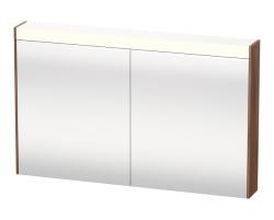 Зеркальный шкаф Duravit Brioso, 122х76х14,8 см, подвесной, цвет: орех матовый, зеркало с подсветкой LED/ЛЭД, выключатель/розетка, с 2 распашными дверцами/двухстворчатый, 4 стеклянные полки, прямоугольный