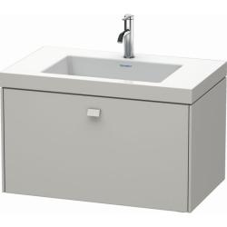 Тумба c раковиной Duravit Brioso, 80х48х50,2 см, подвесная, 1 выдвижной ящик, ДСП, цвет: бетонно-серый /Vero Air, мебельная, прямоугольная, цвет белый, фарфоровая, с площадкой под смеситель, без перелива