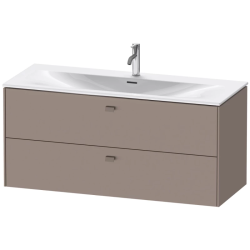 Тумба под раковину Duravit Brioso, 122х47,9х55,5 см, подвесная, 2 выдвижных ящика, ДСП, цвет: базальт, шкафчик навесной, механизм доводчика, прямоугольная, правая/левая, в ванную комнату