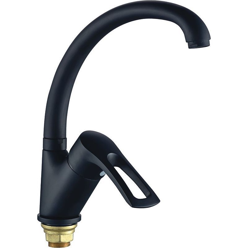 Смеситель для кухни/мойки HAIBA CRON однозахватный, поворотный, длина 238 мм, силумин, цвет черный