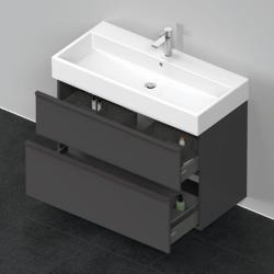 Тумба под раковину Duravit D-Neo, 98,4х44,2х62,5 см, подвесная, 2 выдвижных ящика, ДСП, цвет: графит матовый, шкафчик навесной, прямоугольная, правая/левая, в ванную комнату