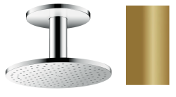 Верхний душ AXOR ShowerSolutions 250 2jet, с потолочным подсоединением, потолочный монтаж, круглый, с 2 режимами, размер 25 см, металлический, цвет: полированная бронза, для душа/ванной