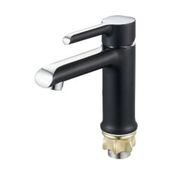 Смеситель для раковины G-lauf однорычажный, излив короткий, длина 117 мм, керамический, латунь, цвет хром/черный, без донного клапана ZOK1-A036YB