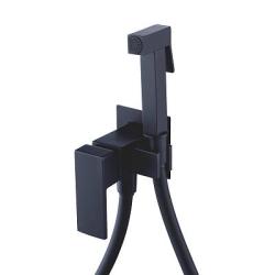 Смеситель с гигиеническим душем Splenka S98.52.06 встраиваемый, однорычажный, керамический, без излива, с гибким шлангом/лейкой, латунь/пластик, цвет черный