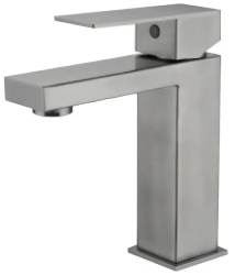Смеситель для раковины/умывальника Haiba, однорычажный, неповоротный, нержавеющая сталь, длина излива 110 мм, керамический, цвет сталь
