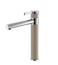 Смеситель для кухни ALVEUS ZINA CHR-G02M PEBBLE однорычажный, поворотный, керамический, высокий излив, высота излива 22,6 см, латунь, покрытие гранит, цвет галька