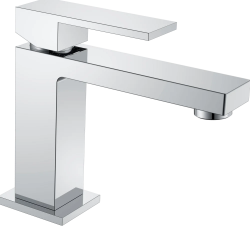 Смеситель для раковины/умывальника Boheme Qubic, однорычажный, неповоротный, керамический, длина излива 126 мм, латунь, цвет хром