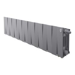 Радиатор отопления Royal Thermo PianoForte 200 Silver Satin VDR (18 секций) биметаллический, нижнее, правое подключение, для квартиры, дома, водяные, мощность 1818 Вт, настенный, серебристый