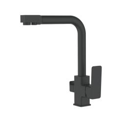 Смеситель для кухни/мойки LEDEME со встроенным фильтром (краном) под питьевую воду, однорычажный, поворотный, латунный, длина излива 189 мм, латунь, цвет черный