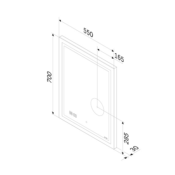 Зеркало Am.Pm Gem 550х700х30 см с LED/ЛЕД-подсветкой, прямоугольное, с ИК- сенсором, выключатель сенсорный, с часами, с косметическим зеркалом