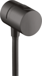 Шланговое подсоединение Axor Uno Fixfit Stop, с запорным вентилем, размер 6 см, цвет шлифованный черный хром, круглое, настенное, латунное, с обратным клапаном, подключение для душевого шланга