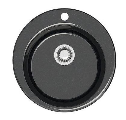 Мойка Bergg Z30, 47.5х18 см, врезная, из искусственного камня, круглая, цвет черный, отверстие под смеситель, слив-перелив, для кухни