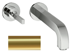 Смеситель для раковины Axor Citterio, однорычажный с тонкой рукояткой, настенный/встраиваемый, скрытого монтажа, фиксированный излив, длина излива 22 см, керамический, латунь, цвет полированная медь, с отдельными розетками