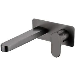 Смеситель для раковины/умывальника Boheme Spectre, встраиваемый, однорычажный, неповоротный, керамический, длина излива 210 мм, латунь, цвет оружейная сталь матовая