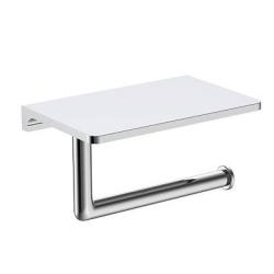 Держатель для туалетной бумаги Raglo R320.03 без крышки, с полочкой для телефона, цвет хром, настенный, латунь, форма прямоугольная, для туалета/ванной