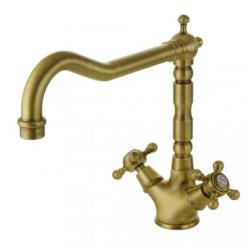 Смеситель для кухни/мойки Migliore Revival, двухвентильный, керамический, с поворотным изливом, длина излива 245 мм, латунь, цвет бронза