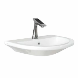 Раковина Gural Vit Sole, 60х42х11 см, подвесная, фарфоровая, округлая, цвет белый, с отверстием под смеситель, слив-перелив, на пьедестал/полупьедестал