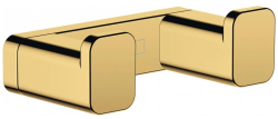 Крючок Hansgrohe AddStoris, двойной, размер 6,6х3,6х2,1 см, настенный, латунь, форма квадратная, для полотенца в ванную/туалет/душевую кабину, цвет полированное золото