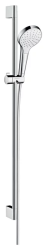 Душевой гарнитур Hansgrohe Croma Select S 1jet Unica, высота 90 см, комплект: ручной душ/душевая штанга/шланг для душа/ползунок, пластиковый, цвет хром/белый, наружного монтажа, настенный, для душа/ванной
