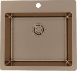 Мойка кухонная ALVEUS PURE MONARCH 70 COPPER-90 FS 56,5х52,5х19,5 см, слив 90, врезная вровень со столешницей, нержавеющая сталь с PVD покрытием, прямоугольная, цвет медь, 1 отверстие под смеситель