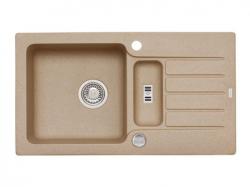 Мойка кухонная ALVEUS NIAGARA 70 GRANITAL BEIGE-G55 78x43,5x16 см, врезная/встраиваемая сверху, две чаши, с крылом, искусственный гранит, прямоугольная, цвет бежевый, с отверстием под смеситель и для кнопки клапан-автомат