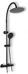 Душевая система REA Flex, высота 120 см, цвет черный матовый, комплект: термостатический смеситель/тропический душ (с верхней лейкой)/стойка/лейка/шланг