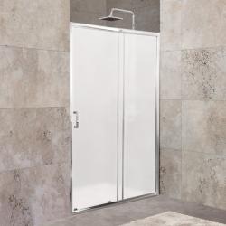 Душевая дверь BelBagno Unique, 125х190 см, матовое стекло/профиль хром, в нишу, универсальная установка, закаленное стекло, раздвижная