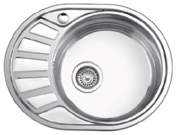 Мойка кухонная LEDEME 45x57x17 см, врезная сверху, нержавеющая сталь, овальная, цвет декор, с отверстием под смеситель, площадка под смеситель сбоку, с крылом слева
