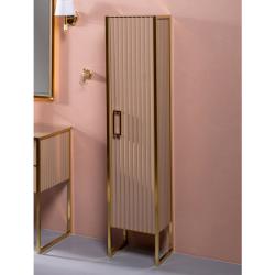 Шкаф-пенал Armadi Art Monaco, 170х35х30 см, напольный/навесной, цвет капучино/золото, с распашной дверцей/одностворчатый, со стеклянными полками из тонированного стекла, шкаф/шкафчик напольный/подвесной, прямоугольный, левый