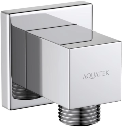Шланговое подключение Aquatek AQ2458CR цвет хром, без держателя душевой лейки, резьбовое соединение, настенное, для душа/ванной, латунь, квадратное