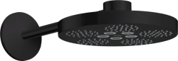 Верхний душ AXOR One 280 2jet, с держателем, настенный монтаж, круглый, с 2 режимами, размер 28 см, металлический, цвет: матовый черный, для душа/ванной