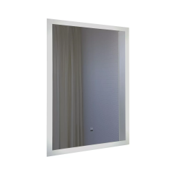 Зеркало Comforty Эдельвейс-55, 55х80 см LED-подсветка, бесконтактный сенсор, прямоугольное, для ванны, навесное/подвесное/настенное, дизайнерское