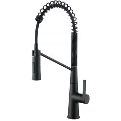 Смеситель для кухни/мойки Azario Spring, однорычажный, поворотный, керамический картридж, выдвижной излив, длина излива 220 мм, латунь, цвет черный