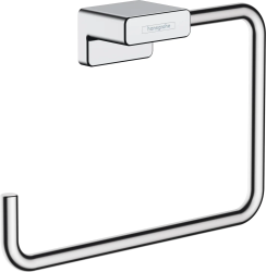 Полотенцедержатель Hansgrohe AddStoris, кольцевой, одинарный, настенный, поворотный, 12х18,9 см, металлический, форма прямоугольная, для полотенец, в ванную/туалет/душевую кабину, цвет хром