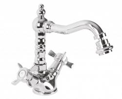 Смеситель для биде Cezares Lord, двухвентильный, низкий, длина излива 155 мм, неповоротный, керамический, латунь, цвет хром, с донным клапаном