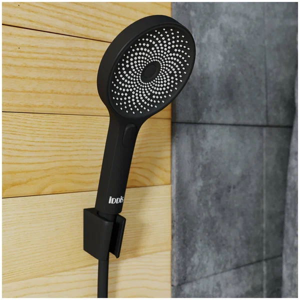 Душевая лейка IDDIS SpaHome, круглая, с 3 режимами, размер 130 мм, ABS-пластик, цвет черный матовый, для душа/ванной