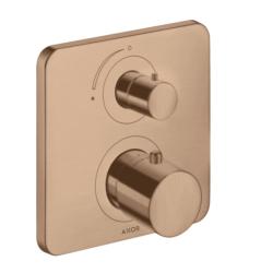 Смеситель для душа Axor Citterio M, с запорным вентилем, термостатический, скрытого монтажа, настенный, без излива/шланга/лейки, квадратный, латунный, цвет шлифованное красное золото, с термостатом, встроенный/встраиваемый/термостатный