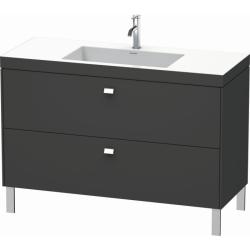 Тумба c раковиной Duravit Brioso, 120х48х61,3 см, подвесная, 2 выдвижных ящика, ДСП, цвет: графит матовый/хром /Vero Air, мебельная, прямоугольная, цвет белый, фарфоровая, без отверстия под смеситель, без перелива