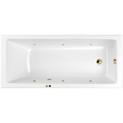 Ванна Whitecross Wave Soft, 180х80 см, акриловая, цвет- белый/золото, гидромассажная, каркас, слив-перелив, прямоугольная, левосторонняя/правосторонняя, левая/правая, встраиваемая/приставная