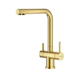 Смеситель для кухни/мойки Splenka S70.61.03 с каналом для фильтрованной воды, однорычажный, поворотный, керамический, излив 235 мм, высота излива 297 мм нержавеющая сталь, цвет золотой сатин