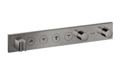 Смеситель для душа Axor ShowerSolutions Select 600/90, термостатический, для 4 потребителей, скрытого/настенного монтажа, без излива/шланга/лейки, прямоугольный, латунный, цвет шлифованный черный хром, с термостатом, встроенный/встраиваемый